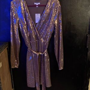 Carla Santana x Nine West Sequin Dress in Rose Taupe